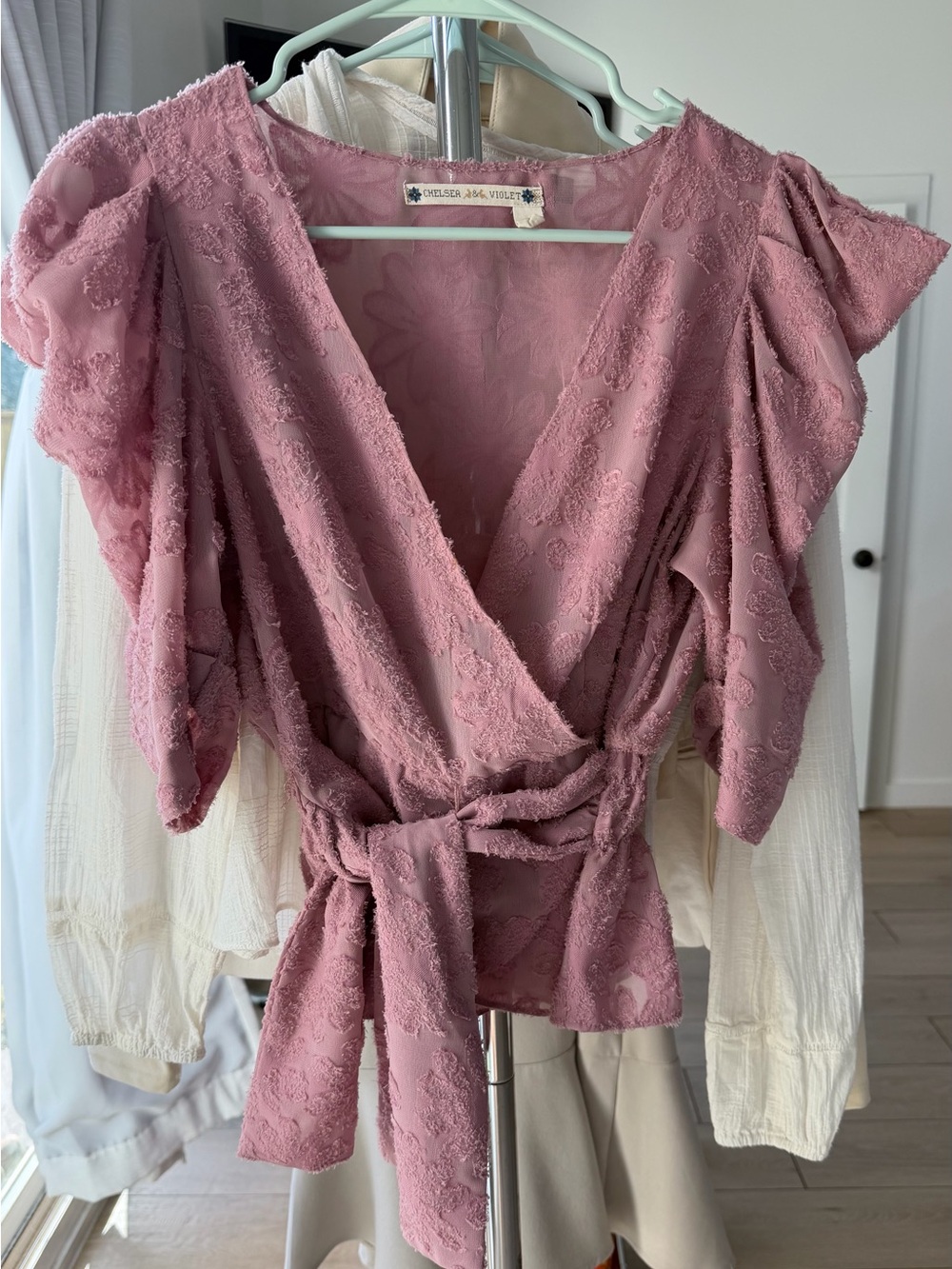Chelsea & Violet Mauve Textured Wrap Blouse